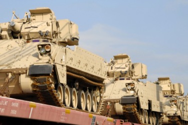 Enginery of war loaded on a freight train Enginery of war loaded on a freight train