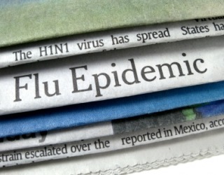 Newspaper headlines report a flu epidemic. Newspaper headlines report a flu epidemic.