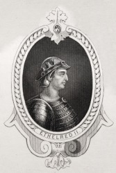 A portrait of Ethelred II. A portrait of Ethelred II.