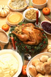 A table set for a feast. A table set for a feast.