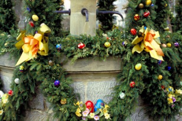 Festoon of evergreens for Christmas. Festoon of evergreens for Christmas.