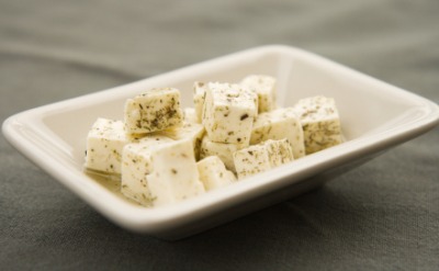 Cubes of feta. Cubes of feta.