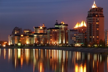 Astana at night. Astana at night.