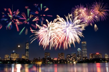 A fireworks display over Boston. A fireworks display over Boston.