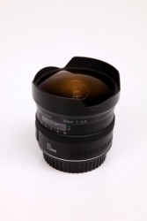 A fisheye lens. A fisheye lens.