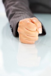 A womans fist. A womans fist.