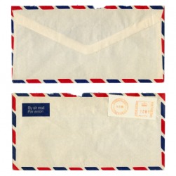 An aerogramme used to send airmail to foreign countries. An aerogramme used to send airmail to foreign countries.