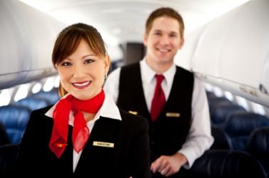 Two flight attendants. Two flight attendants.