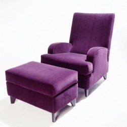 A chair with matching footstool. A chair with matching footstool.