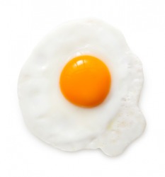 A fried egg. A fried egg.