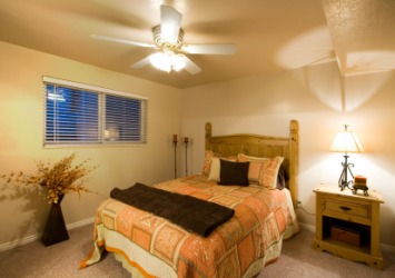 A furnished bedroom. A furnished bedroom.
