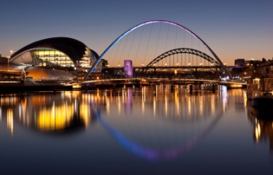 A view of Gateshead at sunset. A view of Gateshead at sunset.