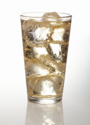A glass of ginger ale. A glass of ginger ale.