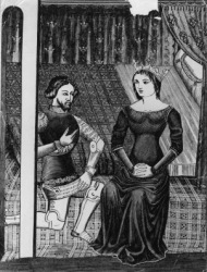 Guinevere with Lancelot from the Arthurian legends. Guinevere with Lancelot from the Arthurian legends.