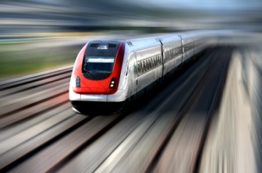 A high-speed train. A high-speed train.