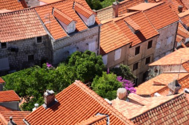Red tiled housetops. Red tiled housetops.
