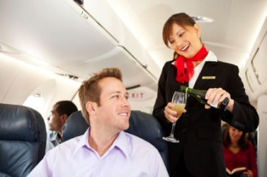 In-flight beverage service. In-flight beverage service.