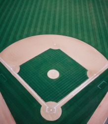 A baseball infield. A baseball infield.