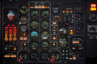The instrument panel of an airplane. The instrument panel of an airplane.