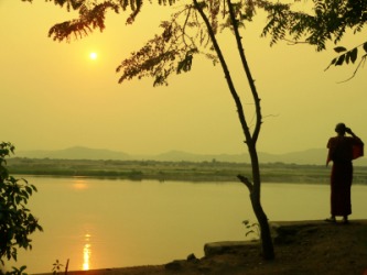 Sunset on the Irrawaddy river. Sunset on the Irrawaddy river.