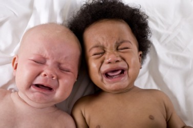 Two irritable babies. Two irritable babies.