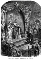 Isabella I and Ferdinand receive Christopher Columbus. Isabella I and Ferdinand receive Christopher Columbus.