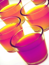 The liquid in these cups has jelled. The liquid in these cups has jelled.