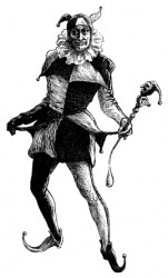 An illustration of a jester. An illustration of a jester.