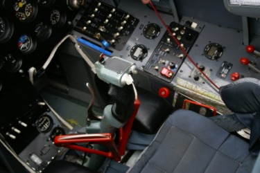 Joystick in an airplane cockpit. Joystick in an airplane cockpit.