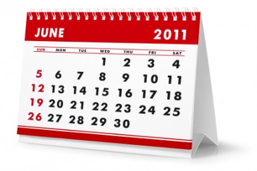 A calendar showing the month of June. A calendar showing the month of June.