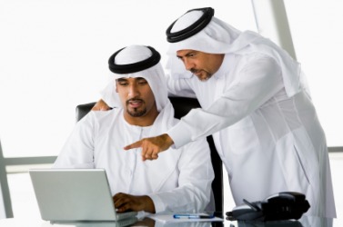 Two men wearing kaffiyeh. Two men wearing kaffiyeh.