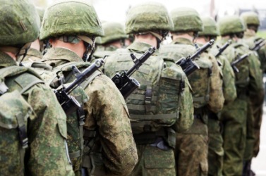 A row of soldiers. A row of soldiers.