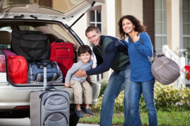 A family about to undertake a journey. A family about to undertake a journey.