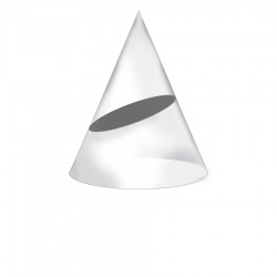The dark circle within the cone is an ellipse. The dark circle within the cone is an ellipse.