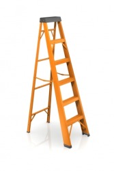 An orange ladder. An orange ladder.