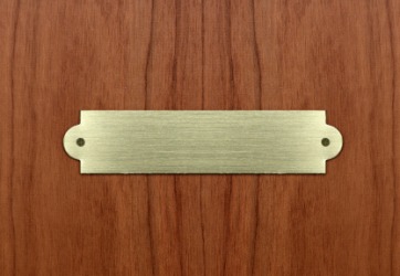 A blank nameplate. A blank nameplate.