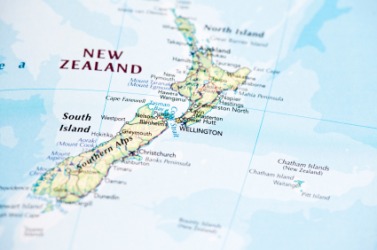 New Zealand on a map. New Zealand on a map.