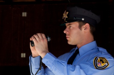 A night watchman at work. A night watchman at work.