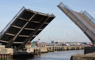 A bascule bridge. A bascule bridge.