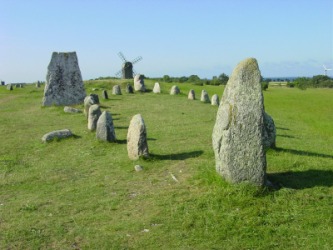 Stone circles and windmills on Oland. Stone circles and windmills on Oland.