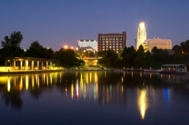 Downtown Omaha at night. Downtown Omaha at night.