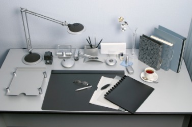An orderly desk. An orderly desk.