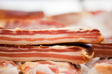 Slices of pancetta. Slices of pancetta.