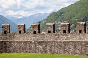The parapet of an old castle in Switzerland. The parapet of an old castle in Switzerland.