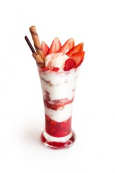 A strawberry parfait. A strawberry parfait.
