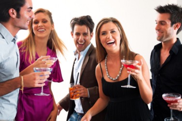 A group of partygoers. A group of partygoers.