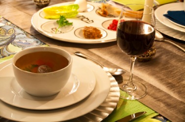 A Passover table setting. A Passover table setting.