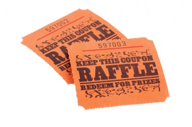 A pair of raffle tickets. A pair of raffle tickets.