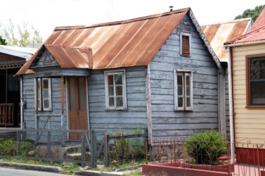 A ramshackle house. A ramshackle house.