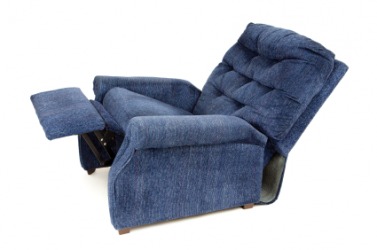 A blue recliner. A blue recliner.